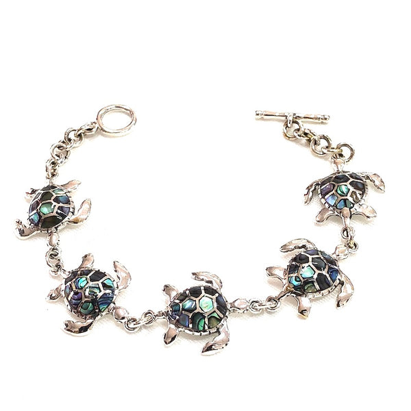 Abalone Shell Turtles Silver Bracelet – Sergio's Silver From Taxco