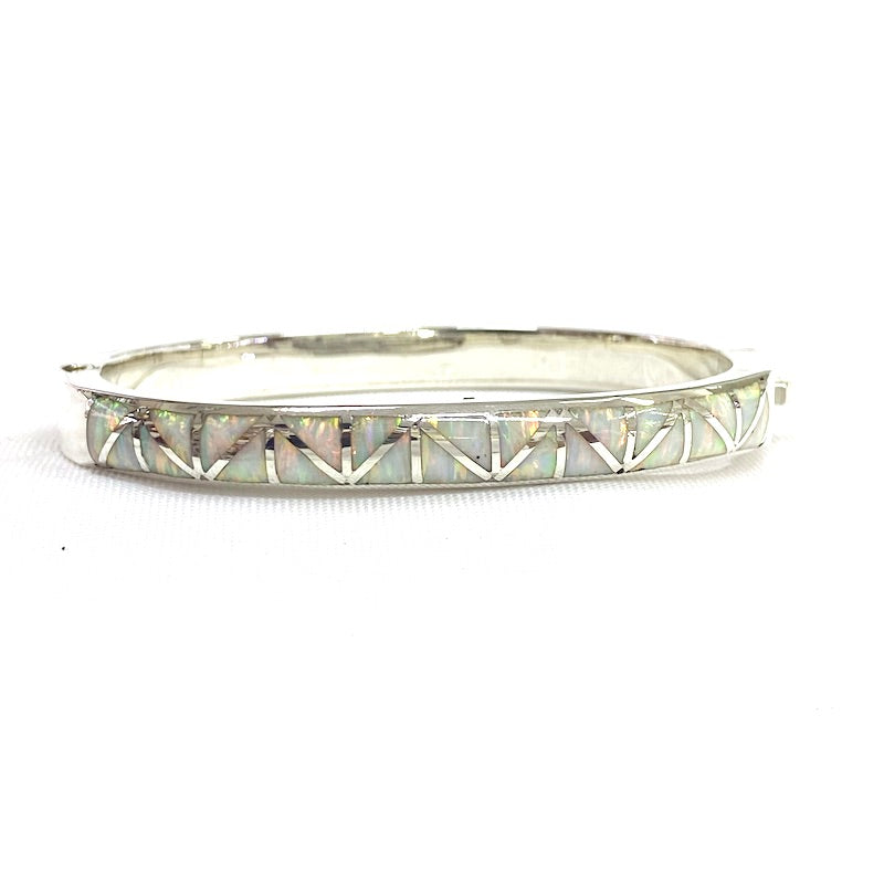 White Opal Cuff Bangle Bracelet