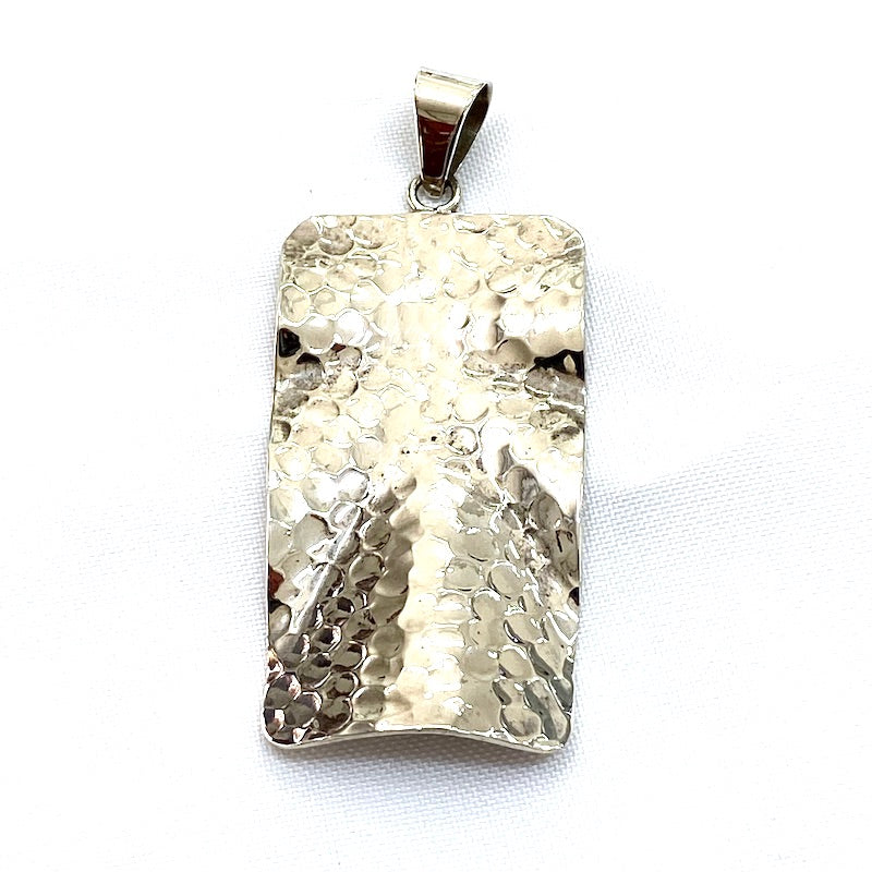 Rectangular Hammered Design Pendant