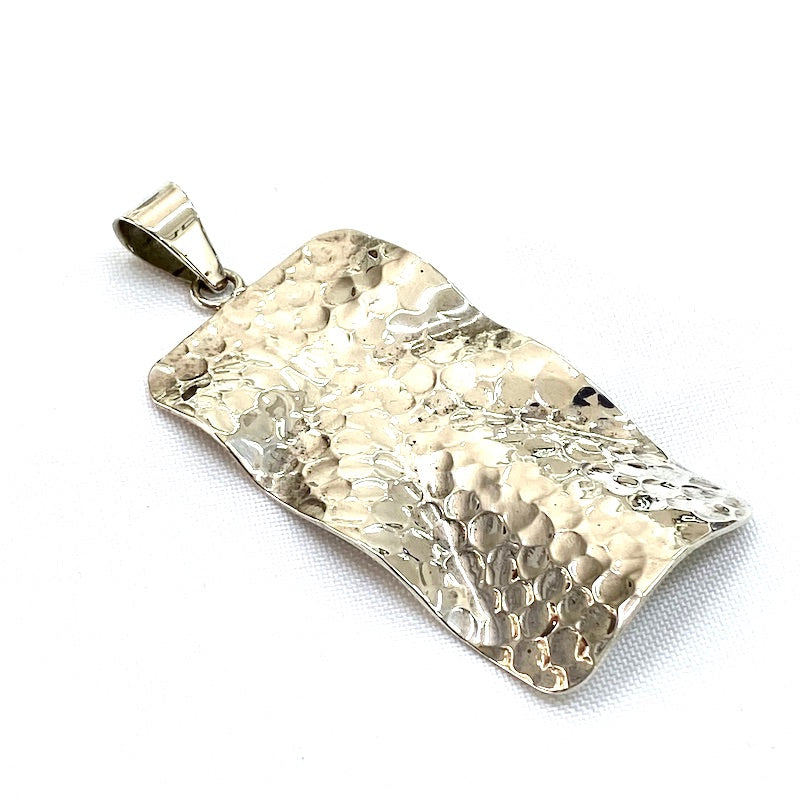 Rectangular Hammered Design Pendant