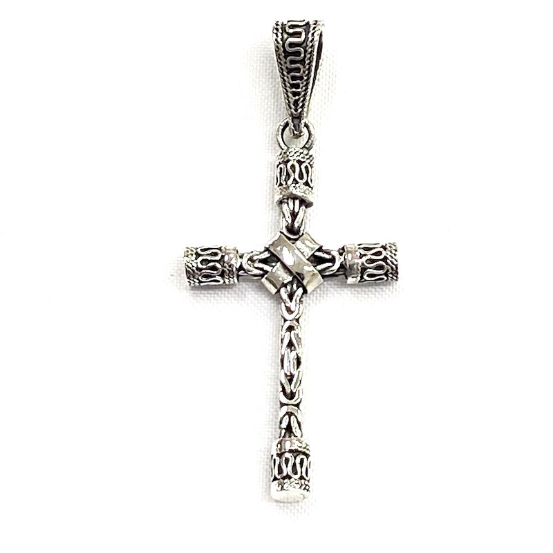 Elegant Bali Link Design Cross Pendant