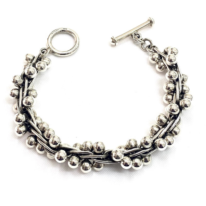 Elegant Silver Pearls Style Bracelet