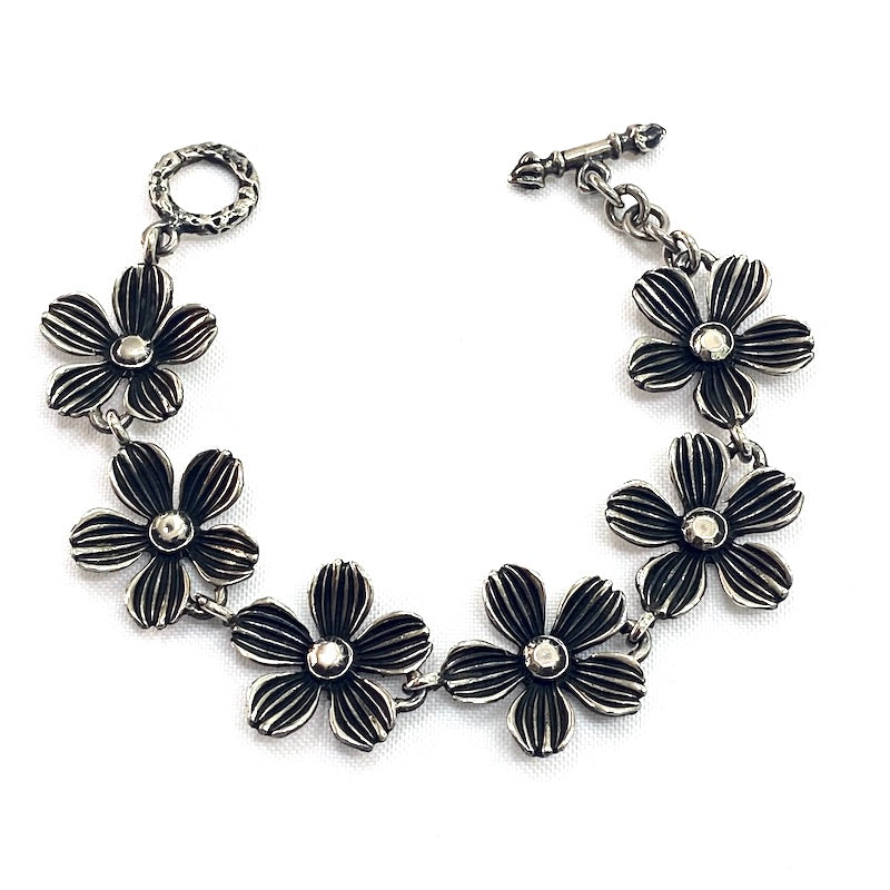 Silver Flowers Design Bracelet