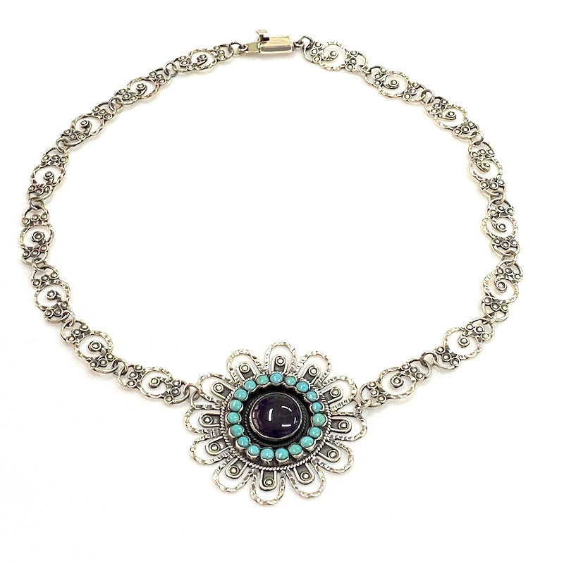 Vintage Barroco Style Silver Necklace