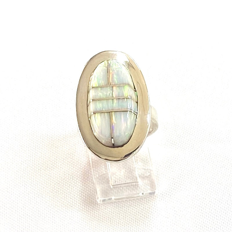Stunning White Opal Silver Ring