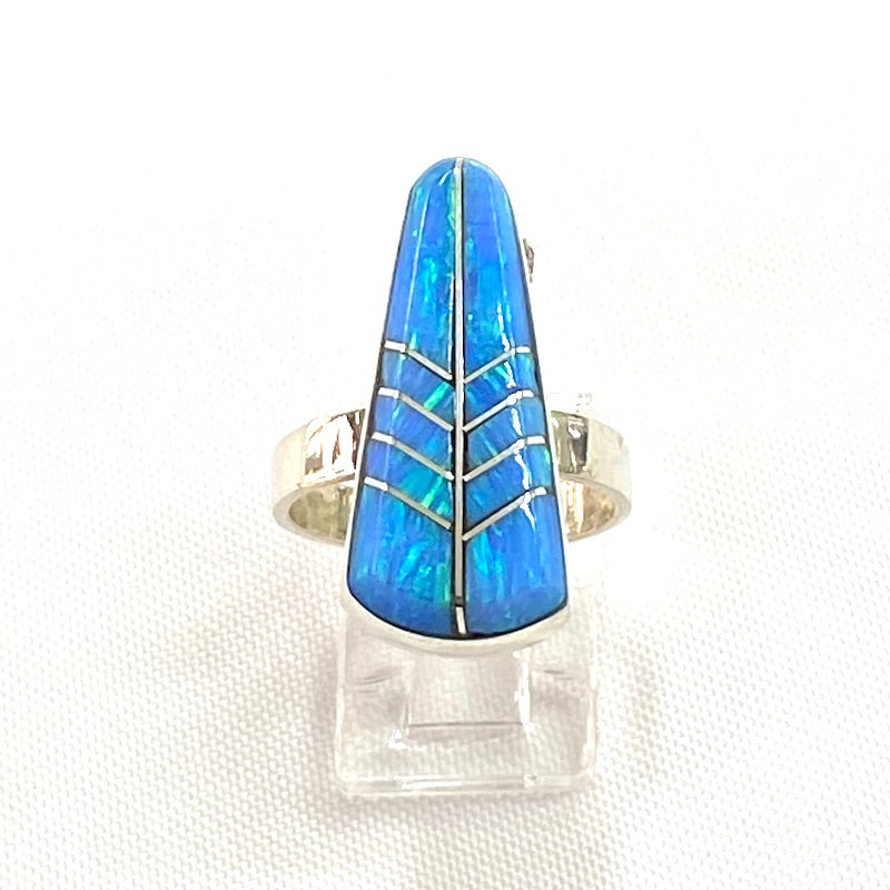 Stunning Light Blue Opal Inlay Ring